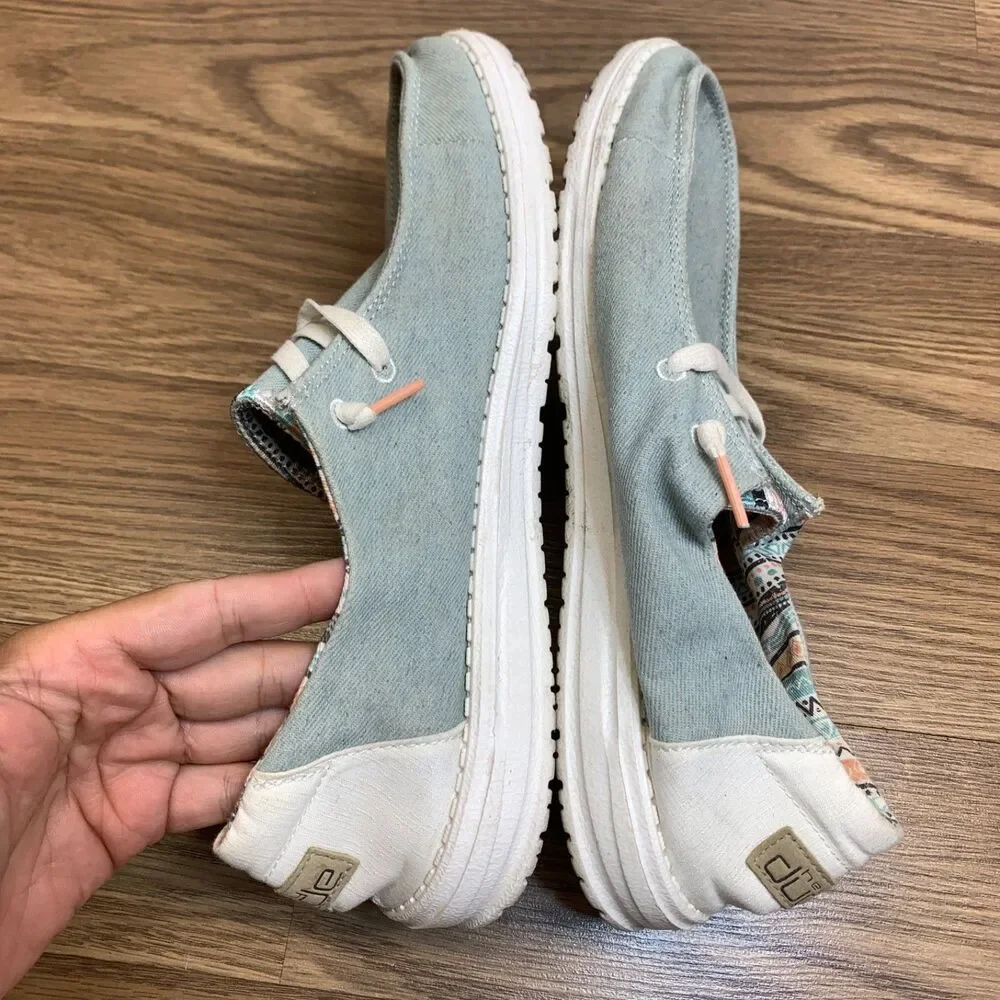 Hey Dude Wendy Boho Light Denim US Women's Size 10 Sneakers‎